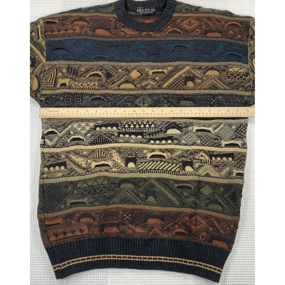 Brandini Men's‎ XL 3D Knit Sweater Vintage Earth-tones - Picture 3 of 6